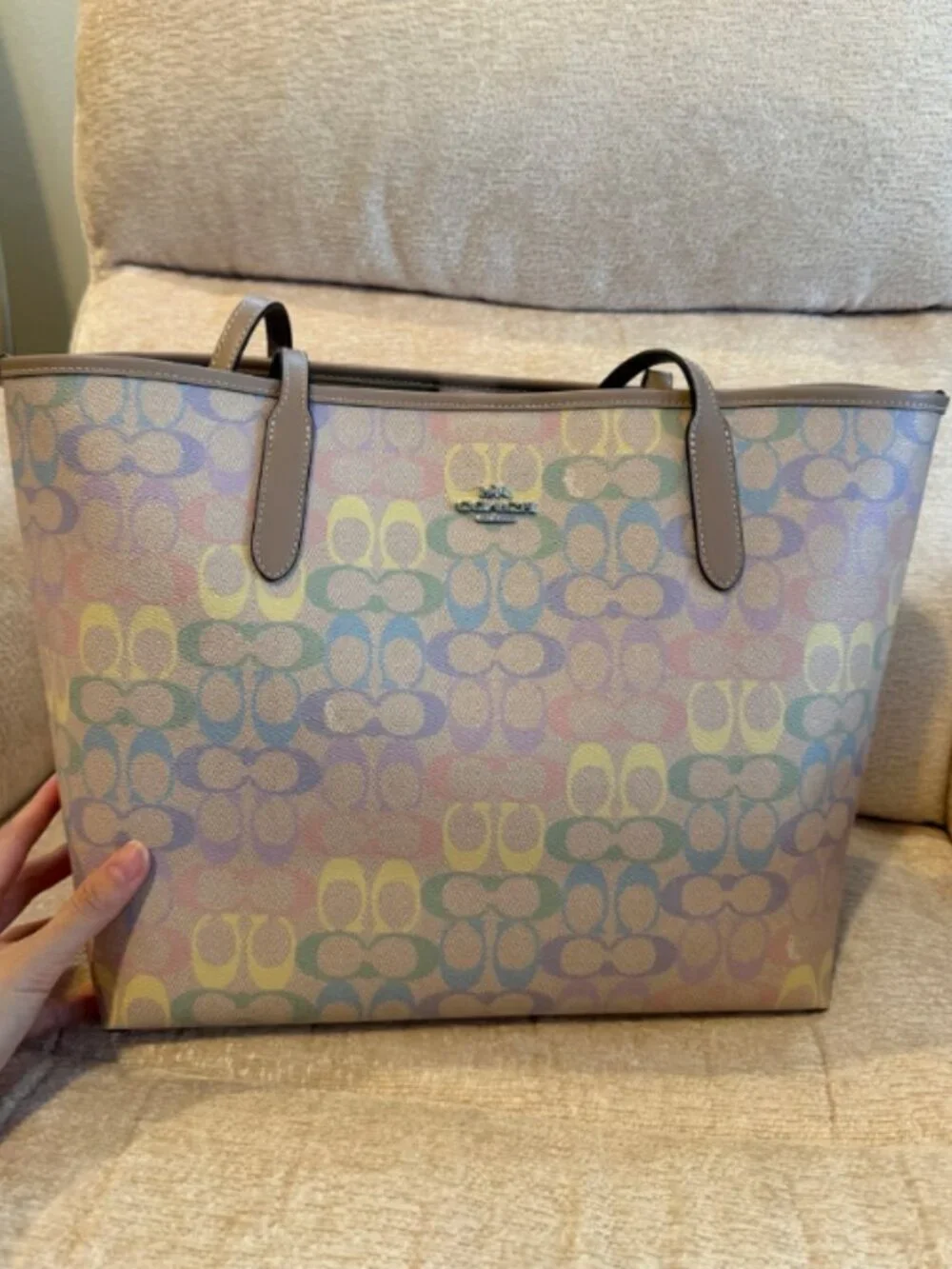Coach Rainbow Signature Canvas Tote Bag